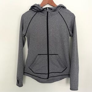 Gray Zip Up Hoodie Jacket Activewear Athleisure with Thumbholes, Women's S